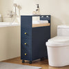 SoBuy BZR195-B Meuble de Rangement Salle de Bain Étroit sur roulettes, Support Papier Toilette, Armoire Toilettes WC Compact, 1 Plateau Amovible et 3 Tiroirs
