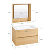 SoBuy BZR198-N Meuble Suspendu pour Lavabo avec Miroir Meuble sous Vasque avec Miroir Ensemble de Lavabo avec Miroir Meuble Lave-Mains avec Miroir, Couleur Bois