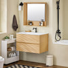 SoBuy BZR198-N Meuble Suspendu pour Lavabo avec Miroir Meuble sous Vasque avec Miroir Ensemble de Lavabo avec Miroir Meuble Lave-Mains avec Miroir, Couleur Bois