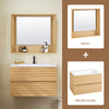 SoBuy BZR198-N Meuble Suspendu pour Lavabo avec Miroir Meuble sous Vasque avec Miroir Ensemble de Lavabo avec Miroir Meuble Lave-Mains avec Miroir, Couleur Bois