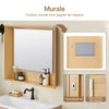 SoBuy BZR198-N Meuble Suspendu pour Lavabo avec Miroir Meuble sous Vasque avec Miroir Ensemble de Lavabo avec Miroir Meuble Lave-Mains avec Miroir, Couleur Bois