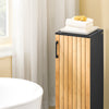 SoBuy BZR203-SCH Meuble Salle de Bain WC Petit Meuble Rangement Étroit avec Porte Bambou, Armoire WC Moderne Gain de Place pour Salle de Bain, Toilettes, Cuisine 30x30x90cm