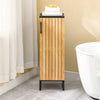 SoBuy BZR203-SCH Meuble Salle de Bain WC Petit Meuble Rangement Étroit avec Porte Bambou, Armoire WC Moderne Gain de Place pour Salle de Bain, Toilettes, Cuisine 30x30x90cm