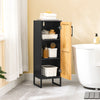 SoBuy BZR203-SCH Meuble Salle de Bain WC Petit Meuble Rangement Étroit avec Porte Bambou, Armoire WC Moderne Gain de Place pour Salle de Bain, Toilettes, Cuisine 30x30x90cm