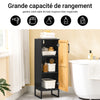 SoBuy BZR203-SCH Meuble Salle de Bain WC Petit Meuble Rangement Étroit avec Porte Bambou, Armoire WC Moderne Gain de Place pour Salle de Bain, Toilettes, Cuisine 30x30x90cm