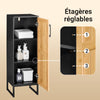 SoBuy BZR203-SCH Meuble Salle de Bain WC Petit Meuble Rangement Étroit avec Porte Bambou, Armoire WC Moderne Gain de Place pour Salle de Bain, Toilettes, Cuisine 30x30x90cm