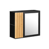 SoBuy BZR204-SCH Meuble Haut Salle de Bain avec Miroir - Armoire Murale Salle de Bain en MDF - Etagere Murale, Rangement Flexible, Installation Facile - Meuble WC Suspendu, Noir, 50x20x45cm