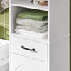 SoBuy BZR206-W Meuble Salle de Bain Haute, Colonne de Rangement Étroite avec Tiroir et Étagères Réglables, Armoire Salle de Bain en Bois, Résistante à l’Humidité, Blanc, 42×30×173 cm