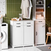 SoBuy BZR208-W Meuble Salle de Bain avec Panier à Linge – Armoire Salle de Bain Blanche avec 2 Paniers Amovibles et Tiroirs, Armoire Rangement en Bois pour Buanderie, 79,5x38x90cm