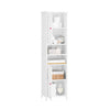 SoBuy BZR209-W Colonne Salle de Bain Haute avec 2 Portes et Étagères Ouvertes – Meuble Rangement Salle de Bain Armoire en MDF E1, Charge Max 60kg 45x41,5x170cm