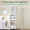 SoBuy BZR209-W Colonne Salle de Bain Haute avec 2 Portes et Étagères Ouvertes – Meuble Rangement Salle de Bain Armoire en MDF E1, Charge Max 60kg 45x41,5x170cm