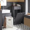 SoBuy BZR21-DG Meuble Bas de Salle de Bain Armoire Toilette avec 1 Tiroir et 1 Panier à Linge