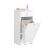 SoBuy BZR21-W Meuble Bas de Salle de Bain, Armoire Toilette avec 1 Tiroir et 1 Panier à Linge Pliable, Meuble de Rangement, Corbeille à Linge, Coffre à Linge, Porte Vêtement, 40x38x90cm, Blanc