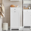 SoBuy BZR21-W Meuble Bas de Salle de Bain, Armoire Toilette avec 1 Tiroir et 1 Panier à Linge Pliable, Meuble de Rangement, Corbeille à Linge, Coffre à Linge, Porte Vêtement, 40x38x90cm, Blanc