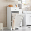 SoBuy BZR21-W Meuble Bas de Salle de Bain, Armoire Toilette avec 1 Tiroir et 1 Panier à Linge Pliable, Meuble de Rangement, Corbeille à Linge, Coffre à Linge, Porte Vêtement, 40x38x90cm, Blanc