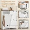SoBuy BZR213-W Meuble Salle de Bain avec 3 Paniers à Linge Colonne de Rangement étroite 78x38x90 cm avec 1 Grand Panier Intégré & 2 Paniers en Tissu Amovibles – Armoire Salle de Bain Gain de Place