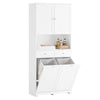 SoBuy BZR215-W Colonne Salle de Bain Rangement avec 2 Paniers à Linge & 2 Tiroirs Meuble Salle de Bain Haut 78x38x181cm Armoire Fermée avec Étagère Ouverte Meuble Rangement Gain de Place pour WC