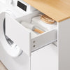 SoBuy BZR217-WN Meuble Machine à Laver – Meuble de Salle de Bain avec Panier à Linge et tiroir, pour Lave-Linge et sèche-Linge, Armoire pour Machine à Laver en Bois, Blanc, 100 x 60 x 90 cm