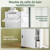 SoBuy BZR31-W Armoire de Salle de Bain Étroit avec roulettes – Meuble de Salle de Bain avec Portes Coulissantes – Polyvalente Armoire de Côté pour Petits Espaces, 52 x 68 x 17 cm, Blanc