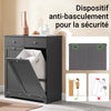 SoBuy BZR33-II-DG Meuble Salle de Bain avec Panier à Linge – Armoire Toilette, Meuble Bas avec 2 Tiroirs et Grande Capacité Sacs à Linge, Meuble de Rangement, Coffre à Linge, Gris, L78xP38xH90cm