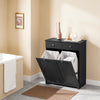 SoBuy BZR33-II-SCH Meuble Salle de Bain avec Panier à Linge Armoire de Rangement 2 Tiroirs et Grande Capacité Sacs à Linge, Idéal pour Salle de Bain, Buanderie, Appartement L78xP38xH91cm, Noir