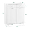 SoBuy BZR33-II-W Meuble Salle de Bain avec Panier à Linge, Armoire de Toilette avec 2 Tiroirs et et Grande Capacité Sacs à Linge, Meuble Panier à Linge Robuste en Bois, Blanc, L78xP38xH90cm