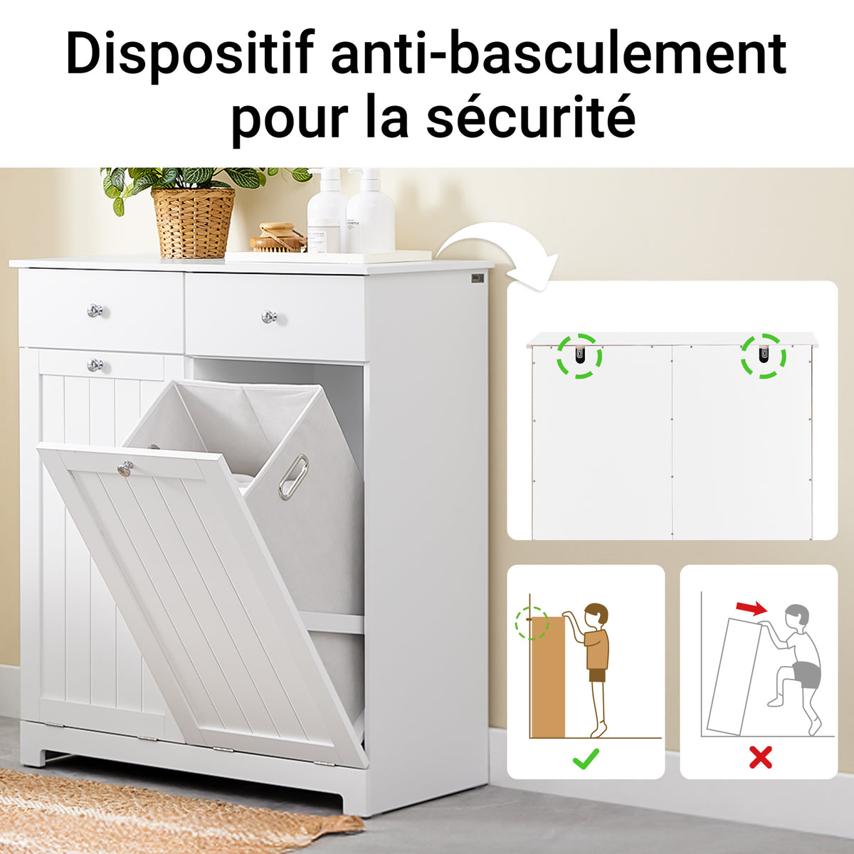 Meuble Salle De Bain Avec Panier à Linge Intégré