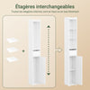 SoBuy BZR34-K-W Meuble Salle de Bain Colonne de Rangement Petit Meuble Haut avec Porte et Tiroir Armoire Salle de Bain Résistant à l’Humidité - Rangement WC et Toilettes Compact 20x20x145cm