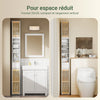 SoBuy BZR34-BW Meuble Salle de Bain, Colonne Armoire de Rangement Haute, Petit Meuble de Rangement Salle de Bain avec 6 Étagères Réglables, Rangement pour Petit Espace en Bois, Blanc, 20x20x180cm