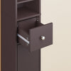 SoBuy BZR34-II-BR Meuble Colonne Salle de Bain, Armoire de Rangement Placard de Rangement Étroite, 1 Tiroir, 2 Portes et 5 Compartiments Ouverts, Étagères Réglables, Brun, 20x20x180 cm