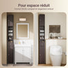 SoBuy BZR34-II-BR Meuble Colonne Salle de Bain, Armoire de Rangement Placard de Rangement Étroite, 1 Tiroir, 2 Portes et 5 Compartiments Ouverts, Étagères Réglables, Brun, 20x20x180 cm
