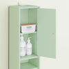 SoBuy BZR34-II-GR Meuble Colonne Salle de Bain, Armoire de Rangement Étroite avec Tiroir et Étagères Réglables - Meuble Salle de Bain Compact pour WC, Petits Espaces - Vert clair, MDF, 20x20x180cm