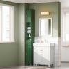 SoBuy BZR34-II-SY Meuble Colonne Salle de Bain, Armoire de Rangement Étroite avec Tiroir et Étagères Réglables - Meuble Salle de Bain Compact pour WC, Petits Espaces - Vert foncé, MDF, 20x20x180cm
