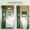 SoBuy BZR34-II-SY Meuble Colonne Salle de Bain, Armoire de Rangement Étroite avec Tiroir et Étagères Réglables - Meuble Salle de Bain Compact pour WC, Petits Espaces - Vert foncé, MDF, 20x20x180cm