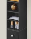 SoBuy BZR34-SCH Meuble Colonne Salle de Bain 20 cm - Armoire de Rangement Étroite avec Tiroir et Étagères Réglables - Meuble Salle de Bain Compact pour WC, Petits Espaces - Noir, MDF, 20x20x180cm