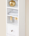 SoBuy BZR34-W Meuble Colonne Armoire Haut de Salle de Bain avec 1 Tiroir, 2 Portes et 5 Compartiments