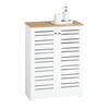 SoBuy BZR41-W Meuble Bas Placard de Rangement Armoire pour Cuisine, Meuble de Salle de Bain avec 2 Portes Persiennes