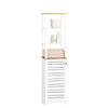 SoBuy BZR43-W Meuble Colonne Salle de Bain Étroit avec Étagères Ouvertes et Porte à Lames – Armoire de Rangement Haut pour Salle de Bain, WC, Cuisine ou Buanderie, Blanc-Bois, 160x40x30cm