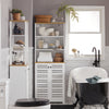 SoBuy BZR44-W Meuble Colonne de Salle de Bain Armoire Haute Meuble de Rangement avec 3 Etagères et 2 Portes persiennes