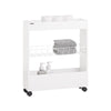 SoBuy BZR46-W Chariot de Rangement Mobile sur 3 Niveaux Étagère de Niche à Roulettes en Bois et métal