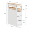 SoBuy BZR54-II-W Meuble Salle de Bain à roulettes, Armoire de Salle de Bain Étroit avec 3 Tiroirs et Étagère Réglable, Petit Meuble WC en Bois pour Toilette, Blanc, 65x23x82cm