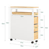 SoBuy BZR54-WN Meuble Salle de Bain à roulettes, Meuble de Rangement avec 3 Tiroirs, Petit Meuble WC en Bois, pour Salle de Bain et Toilette, Blanc+Naturel, 65x23x82cm