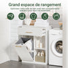 SoBuy BZR66-W Meuble Salle de Bain avec Panier à Linge Amovible, Tiroir et 2 Étagères pour Rangement - Meuble de Rangement Compact Blanc pour Salle de Bain, 66x37x95 cm