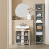 SoBuy BZR69-II-HG Meuble sous lavabo Salle de Bain avec Colonne– Meuble sous Vasque avec étagère réglable, Niche Ouverte & découpe Siphon – Placard de Rangement Salle de Bain, Gris 60x60x30cm