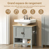 SoBuy BZR69-II-HG Meuble sous lavabo Salle de Bain avec Colonne– Meuble sous Vasque avec étagère réglable, Niche Ouverte & découpe Siphon – Placard de Rangement Salle de Bain, Gris 60x60x30cm