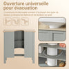 SoBuy BZR69-II-HG Meuble sous lavabo Salle de Bain avec Colonne– Meuble sous Vasque avec étagère réglable, Niche Ouverte & découpe Siphon – Placard de Rangement Salle de Bain, Gris 60x60x30cm