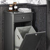 SoBuy BZR73-DG Meuble Bas de Salle de Bain Corbeille à Linge Armoire Toilette Meuble de Rangement avec 1 Tiroir et 1 Panier à Linge