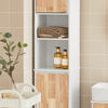 SoBuy BZR74-W Meuble Colonne Salle de Bain - Armoire Haute Salle de Bain Étroite avec Panier à Linge Pliable - Meuble WC Rangement Bois Résistant à l’Humidité, Blanc-Nature, 31x170x32 cm