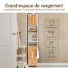 SoBuy BZR74-W Meuble Colonne Salle de Bain - Armoire Haute Salle de Bain Étroite avec Panier à Linge Pliable - Meuble WC Rangement Bois Résistant à l’Humidité, Blanc-Nature, 31x170x32 cm