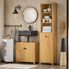 SoBuy BZR95-SN Meuble Colonne de Salle de Bain, Armoire Haute,avec 1 Panier à Linge et 3 Étagères